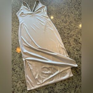Women’s silver racer back midi slip dress size 8
